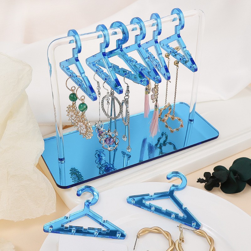Acrylic Earring Jewelry Display Stand Mini Earring Hanger Rack with Coat Hangers Cute Jewelry Hanging Organizer
