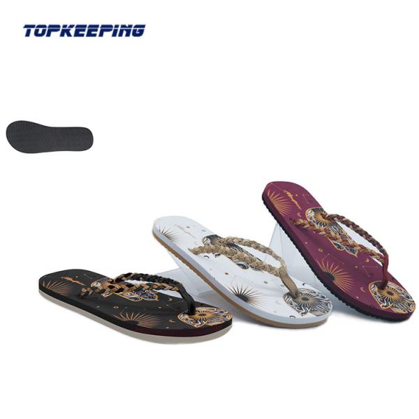 Lady Rubber Sole Slippers Woman Flip Flops PU EVA Sole Flip Flop