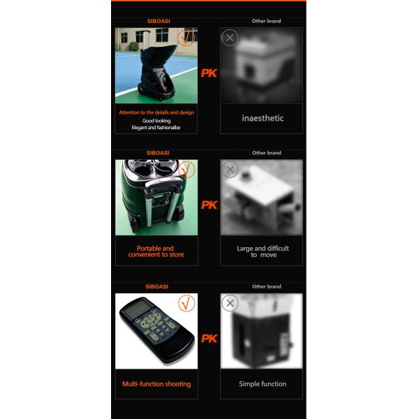 Черная машина теннисного мяча Siboasi S4015, машина тенниса 150W бросая