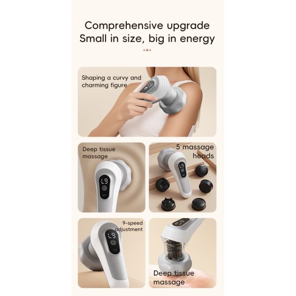 Wireless Vibration Massager with 9 Massage Modes, USB Rechargeable and Heating Function for Full Body Relaxation