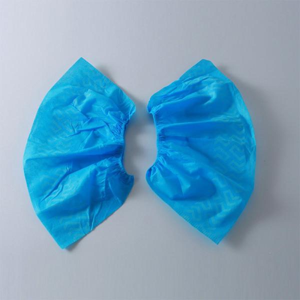 Non Woven Fabric Disposable Shoe Covers 35gsm Anti Skid Blue Ecofriendly For Wokers