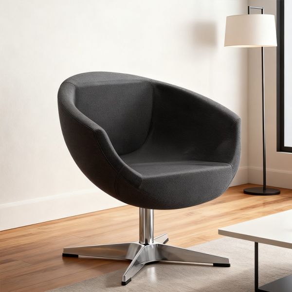 2025 Modern Portable Swivel Single Lounge Chair with Wool Fleece Backrest Metal Legs for Apartment & Dining Rooms