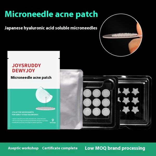 Single Sided Painless Microneedle Acne Patch Microcrystals Water Activated PE Adhesive Sticker for Masking Use