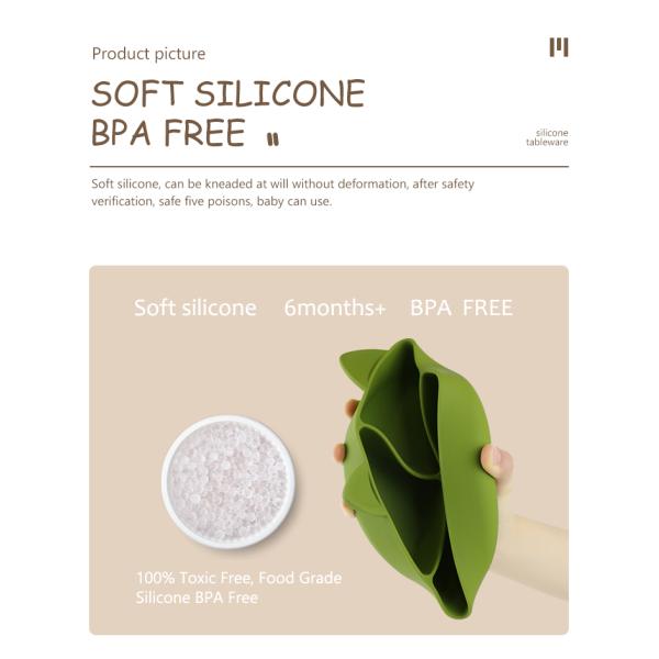 Cat Style Kids Silicone Bowl , Colorful Silicone Divided Suction Plate OEM