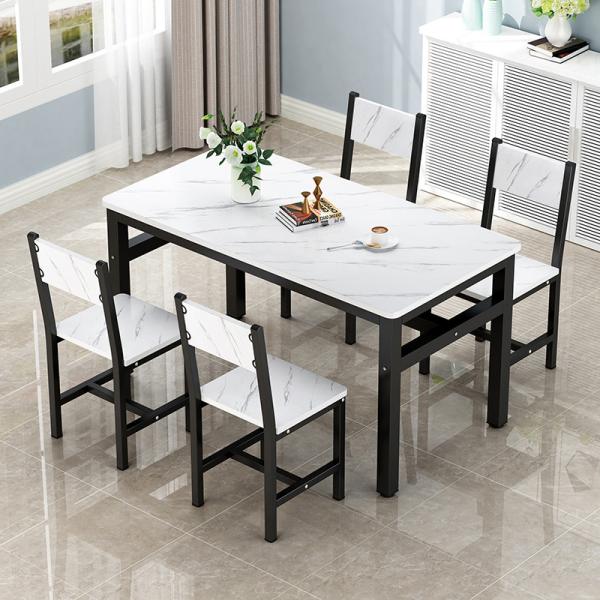 Home Furniture Dining Table and Chair Set with Iron Metal Frame in Rectangular Shape