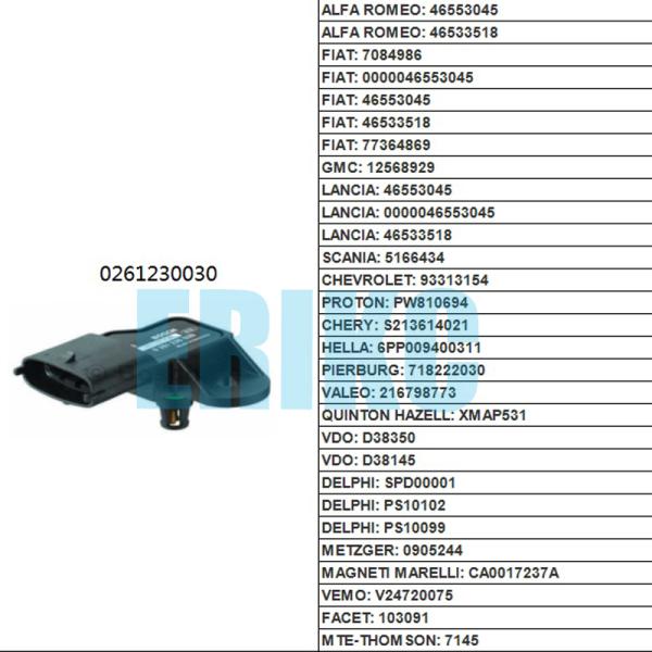 ERIKC 0261230030 MAP Pressure Sensor Intake AIR Manifold 46553045 71732447 12568929 For OPEL FIAT LANCIA FACET SCANIA