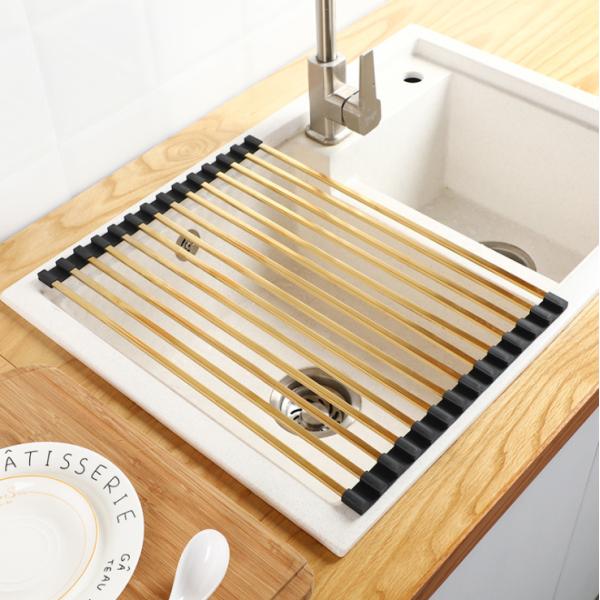 Foldable 0.97KG Steel Kitchen Basket Rack Titanium Square