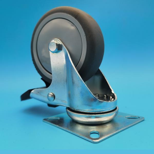 TPR Medium Duty Casters Wheels Industrial Castor Singel 5 lockable Rigid Swivel For Quiet Environments Floor Protection