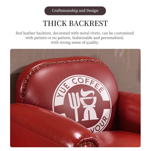 Nidea #8956-1 American Retro Handmade Armchair Sofa with Genuine Leather Seat Antique High Back Design for Living Room Bedroom Hotel Cafe Bar