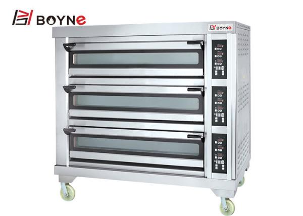 Plataforma elétrica seis Tray Bakery Oven do anúncio publicitário três do microcomputador da parte alta de aço inoxidável