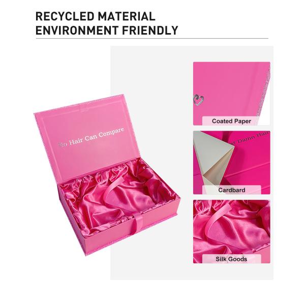 Magnetic Folding Hair Extension Packaging Boxes Fashionable With Silk Satin