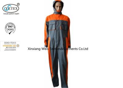 Grey Orange Fr Cotton Coveralls / Fr Clothing Coveralls With Hood Breathable Cotton NFPA 2112