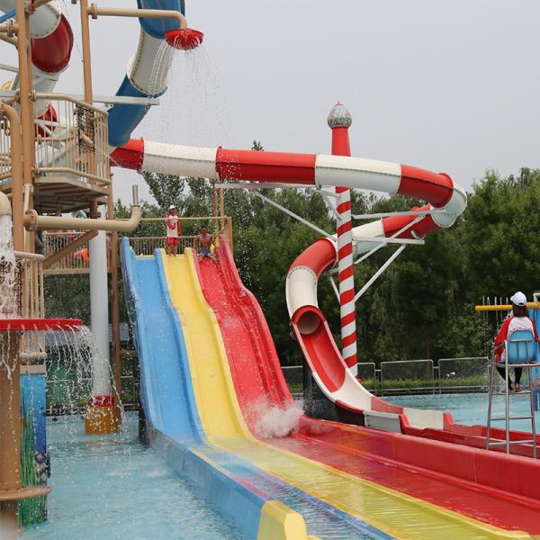 Large Water Play Equipment Huge Speaker Slide Game With Water House for Adult Fiberglass Water Slide Park