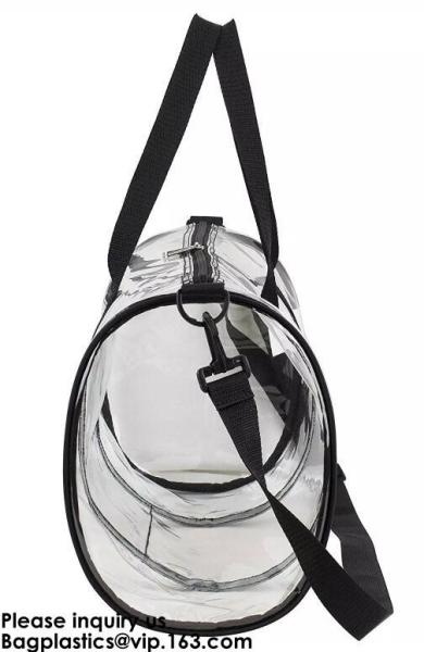 Clear Duffel Gym Bag Transparent PVC Carry Bag With Shoulder Strap,Cosmetic Carry Bag Magnet Pockets Detachable Shoulder