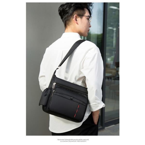 Black OEM ODM Messenger Crossbody Bag With Bottle Holder Pocket