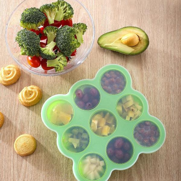 9 Cavities Silicone Baby Tray Half Sphere BPA Free Suction Feeding Plate