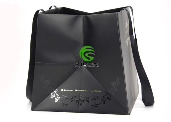 Storage Flower Ribbon Handle Gift Bags Custom Printing Strong Paper Carrier Bags