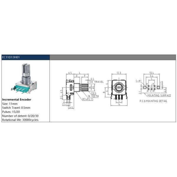 Ec11 Metal Shaft Rotary Encoder 11mm Rotary Encoder