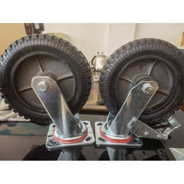 Heavy Duty Cast Iron Rubber Castors 8 Inch