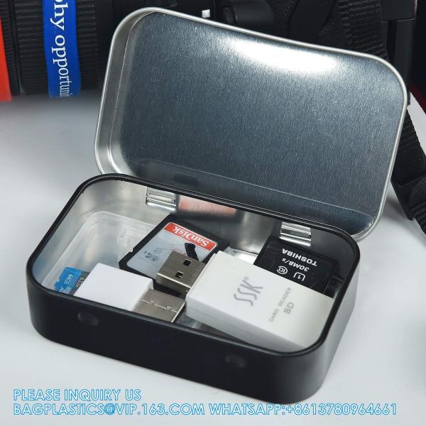 Metal Rectangular Empty Hinged Tins - Pack Of 40 Silver Mini Portable Box Small Storage Kit & Home Organizer With Lids