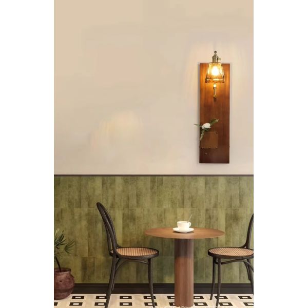 Japan Retro  Art Iron Glass Wood LED Decor Wall Lamp (WH-VR-127)
