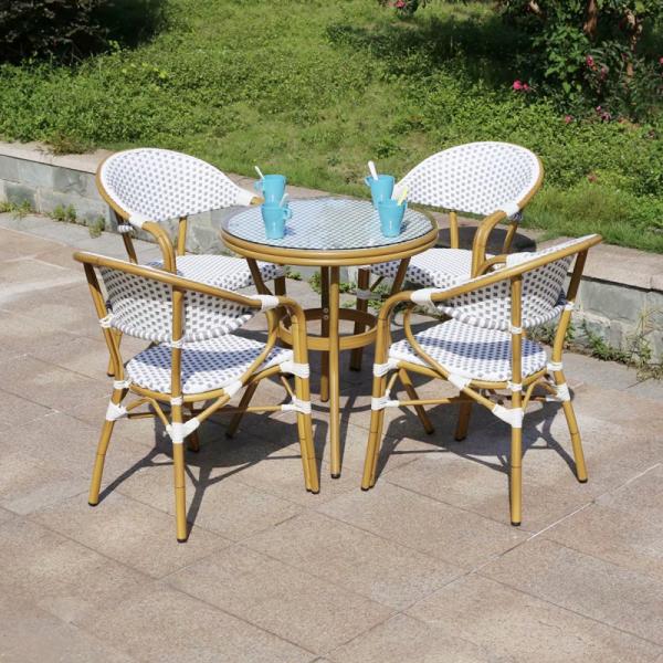 Waterproof PE Rattan Wicker Chair for French Bistro Garden Furniture in Cottage