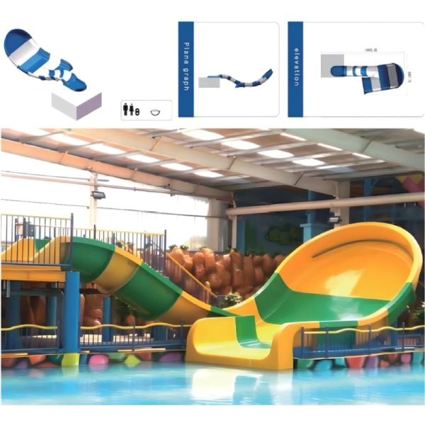 Mini Sky Spin Water Park Water Slide 1.95m Height Raft Sliding
