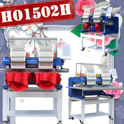 HO1502H China best commerical 2 head computer embroidery machine for cap t-shirt flat 3d logo with best dahao A15