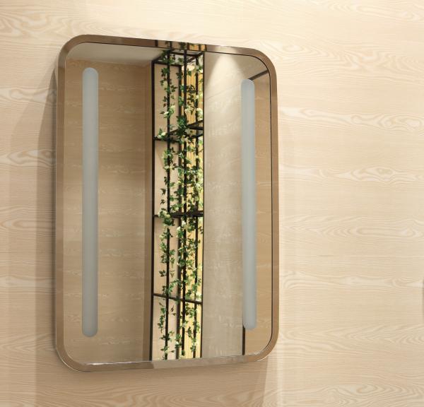 Banheiro do hotel Espelho LED de estrutura metálica oval redonda com luz e Smart Touch Switch