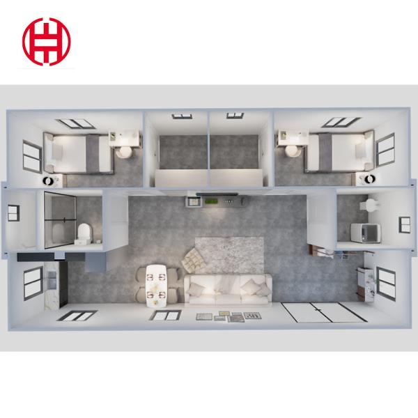 Vila pré-fabricada de aço 2 quartos Container moderno Casa expansível com suporte online
