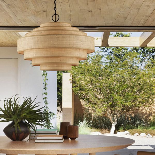 Living Dining Bedroom B&B Decoration Home Pendant Lights Indoor Lighting Fixtures Japan Style Wabi Sabi Fabric Chandelier (WH-VP-303)
