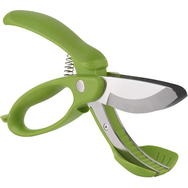Stocked Salad Scissors With PP TPR Handle Green Vegetable Chopper for Salad Cutting