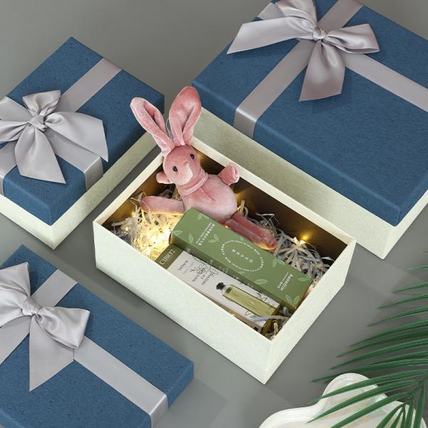 Caja de regalo de cosméticos con tapa y base azul para perfume y lápiz labial, caja de regalo para el Día de San Valentín