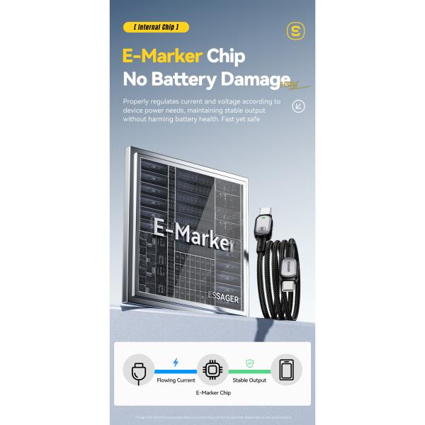 ESSAGER ES-X66 Series 60W 100W USB C to USB C Cable Fast Charging and Data Transfer