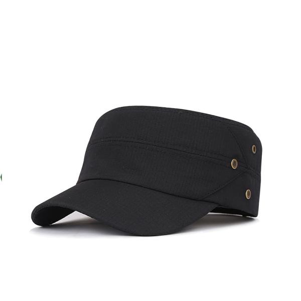 100% Cotton Military Cap , Flat Top Blank Adjustable Military Cap Multi Panel