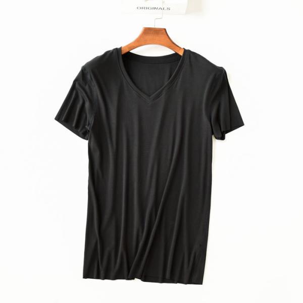 wholesale bamboo clothing mens V neck blank high quality bamboo fiber t shirt