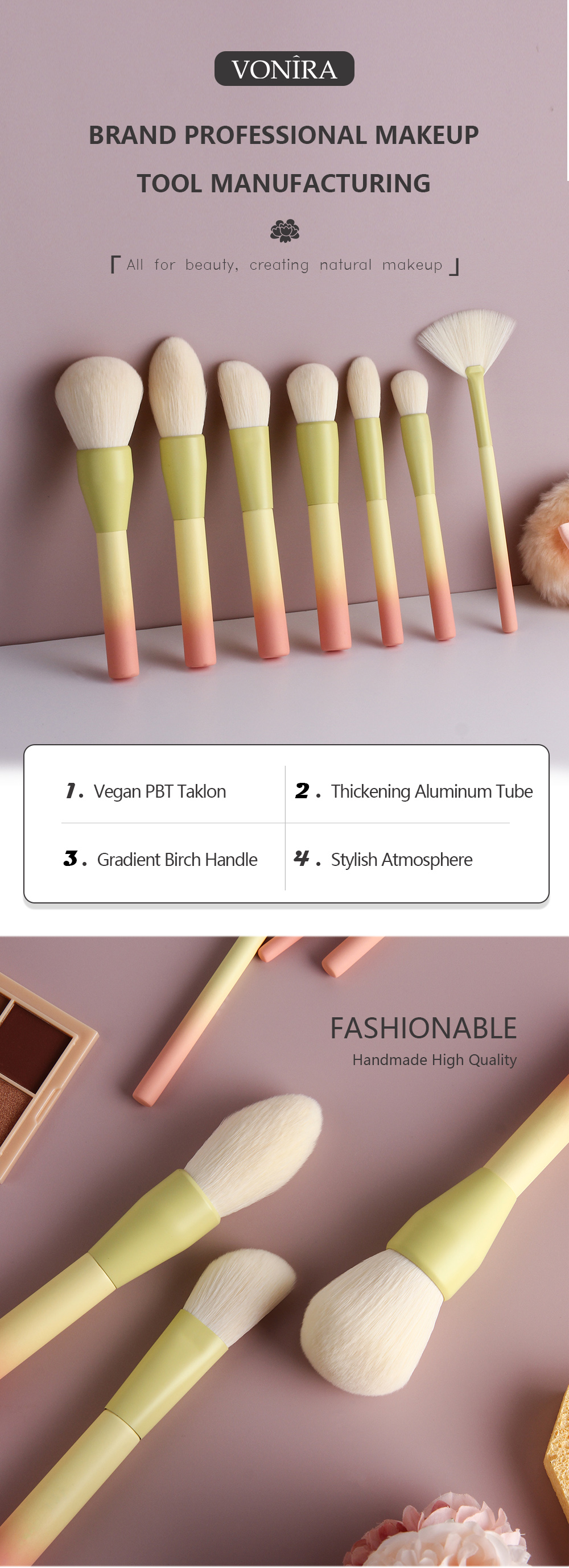 Макияж градиента Vonira 14Pcs/Set чистит косметический набор щеткой тени глаза стороны