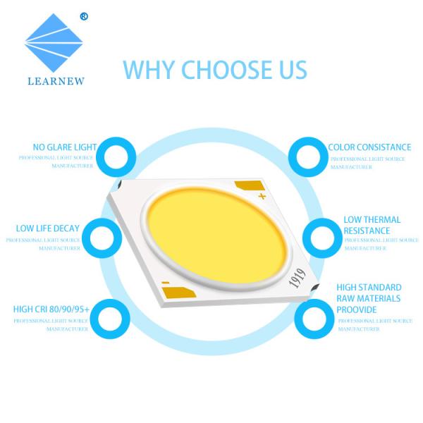 High Power COB LED Chip with 9V-24V Input Voltage 3-50W Power Range and 120° Viewing Angle for LED Spotlight & Solar Light