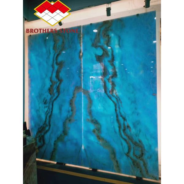 Modern Floor Revolution Translucent Blue Jade Onyx Stone Tiles for Wall and Floor
