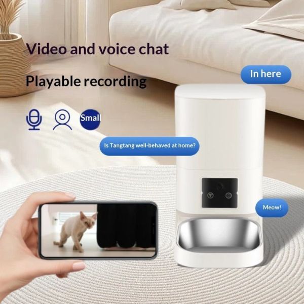 Wholesale Pet Products Smart Pet Feeder Double Bowls WiFi Automatic Food Dispenser App Control For Multi-Cat