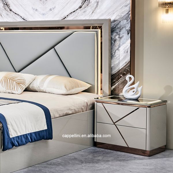 Simple Home Double Wooden Frame Leather King Bed Modern Luxury Wood Full Queen Size Bedroom Furniture Set