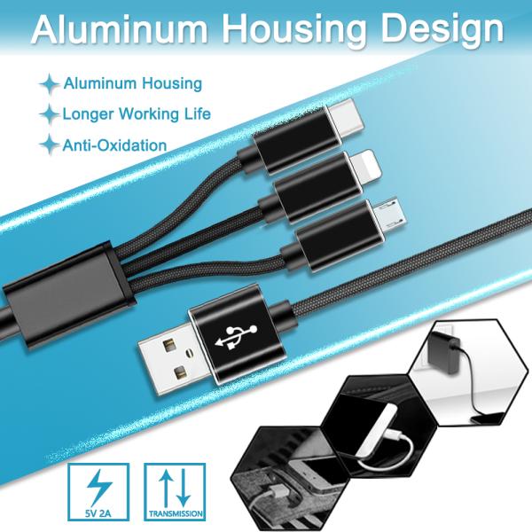 4ft 33 In 1 Iphone Charger Cable Replacement Cloth Braided Fast Charging