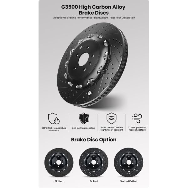 Kit de pinzas de freno TEI P40NS+ de 4 pistones BBK R18/R19 Kit de frenos grandes para Audi A4 B6 B7 B8 B8L B9 B9.5 B10 2000-2025