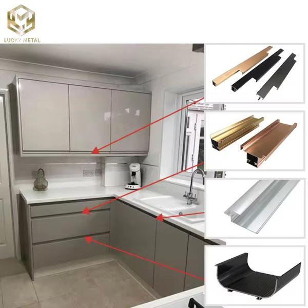 Perfil de alumínio G Profil de cozinha guarda-roupa de alumínio Profil de mão alça alça preta