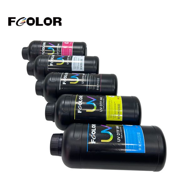 FCOLOR UV DTF Heat Transfer Ink LED UV Curable Ink for Label Sticker Dtf Printer on Customized Corporate logo Labels or Gifts