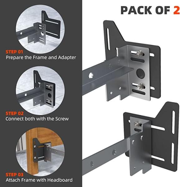 Standard Black Bed Frame Brackets Adapter/ Connector for Heavy Duty Bed Modification
