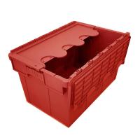 Caisse de recyclage en plastique lourd à charnière avec couvercle attaché, boîte à outils 600x400x350 mm