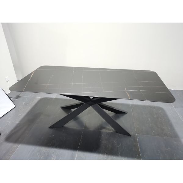 Luxury Modern Stone Dining Table-Italian Design Natural Marble Top Metal Legs Suitable for Villas Hotels