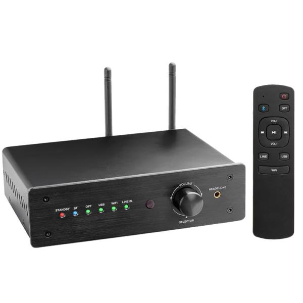High-Resolution 192kHz/24-bit PCM Audio Wireless Stereo Power Amplifier with 2.1 Channel Configuration and 100W RMS Output