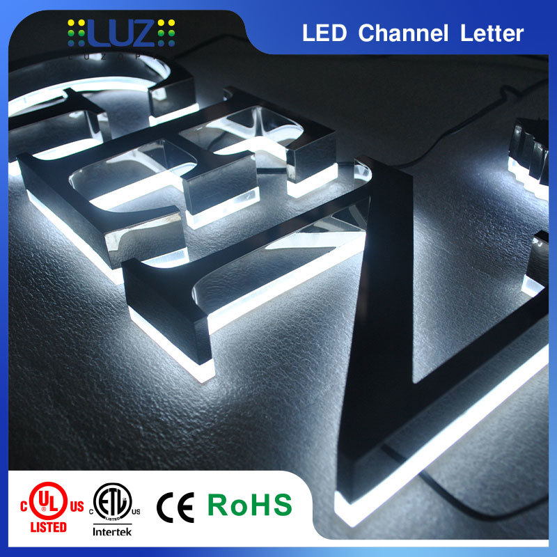 Custom 3D Solid Acrylic Backlit Letters, Illuminated Channel Sign for Commercial Building